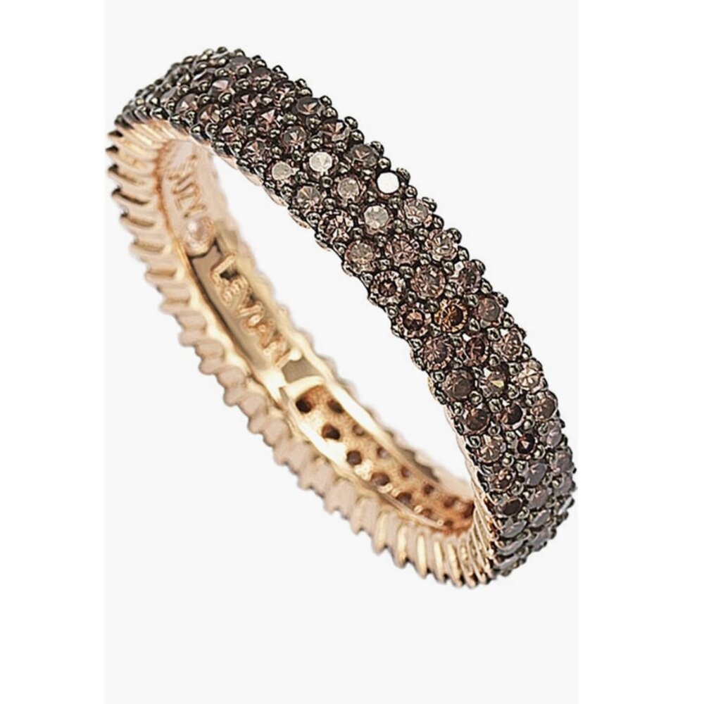 14K Rose Gold Plated Micro-Pave Brown CZ Eternity Band Ring - SUZY LEVIAN